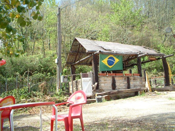 The Brazilian flag flies at Vega del Valcarce