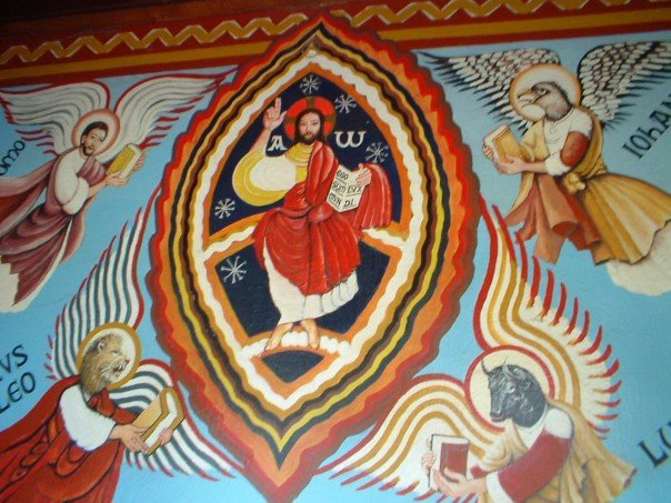 Christ and the Evangelists mural at Compostilla
