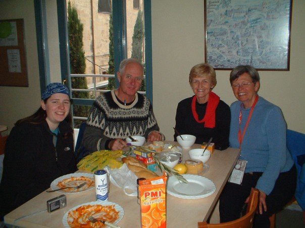Anne, Terry, Marg and Ursula at the Logroño albergue
