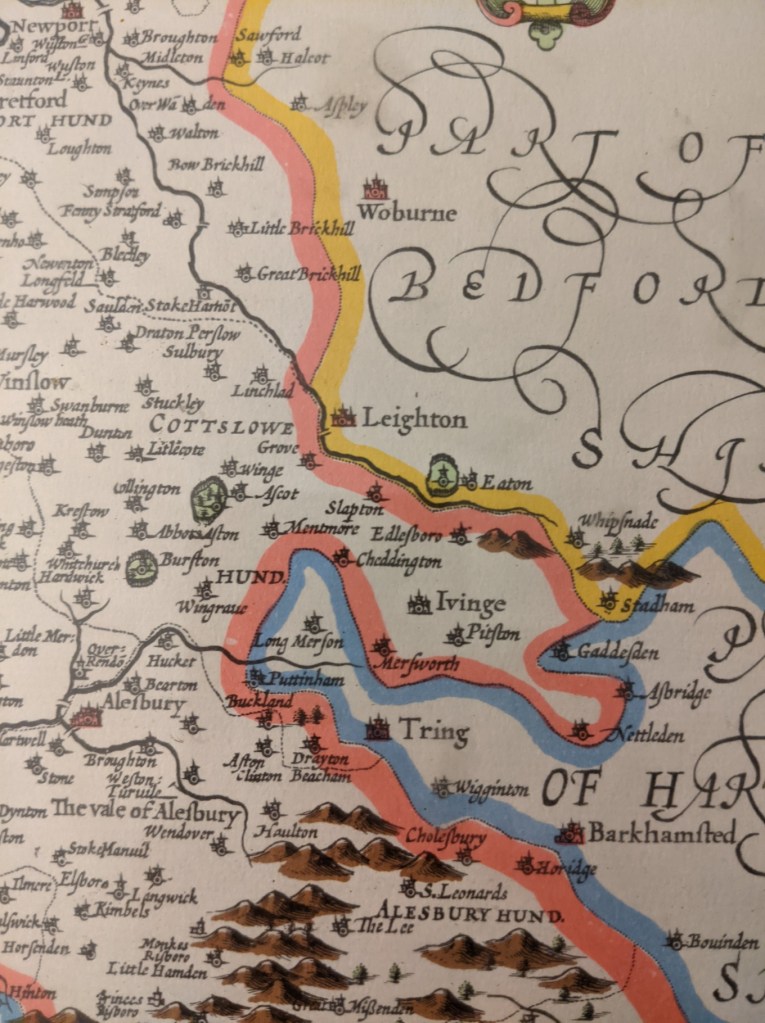 reproduction of a 1610 map of Buckinghamshire